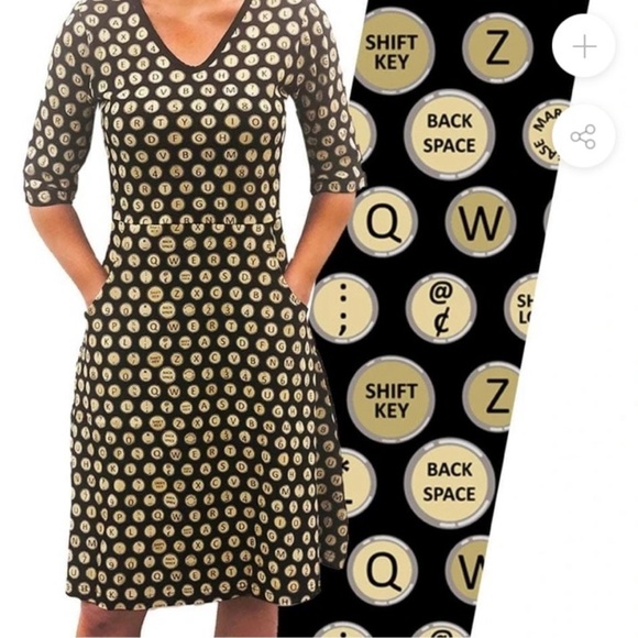 Svaha Dresses & Skirts - Svaha Sz 4 Dress Typewriter Novelty Print Organic Cotton Pockets Black EUC